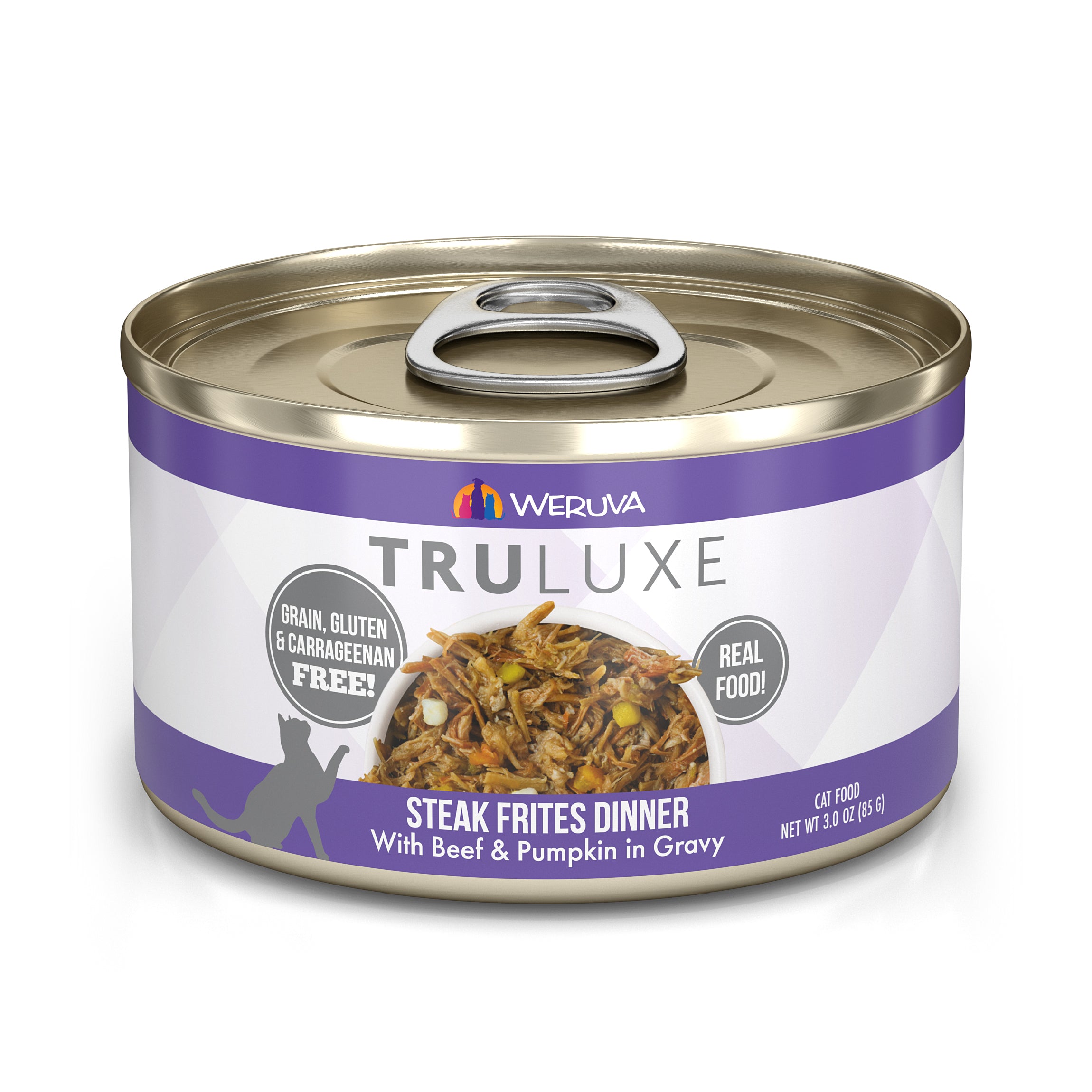 Weruva Truluxe Steak Frites with Beef Pumpkin in Gravy Canned Cat Food 3 oz Case of 24